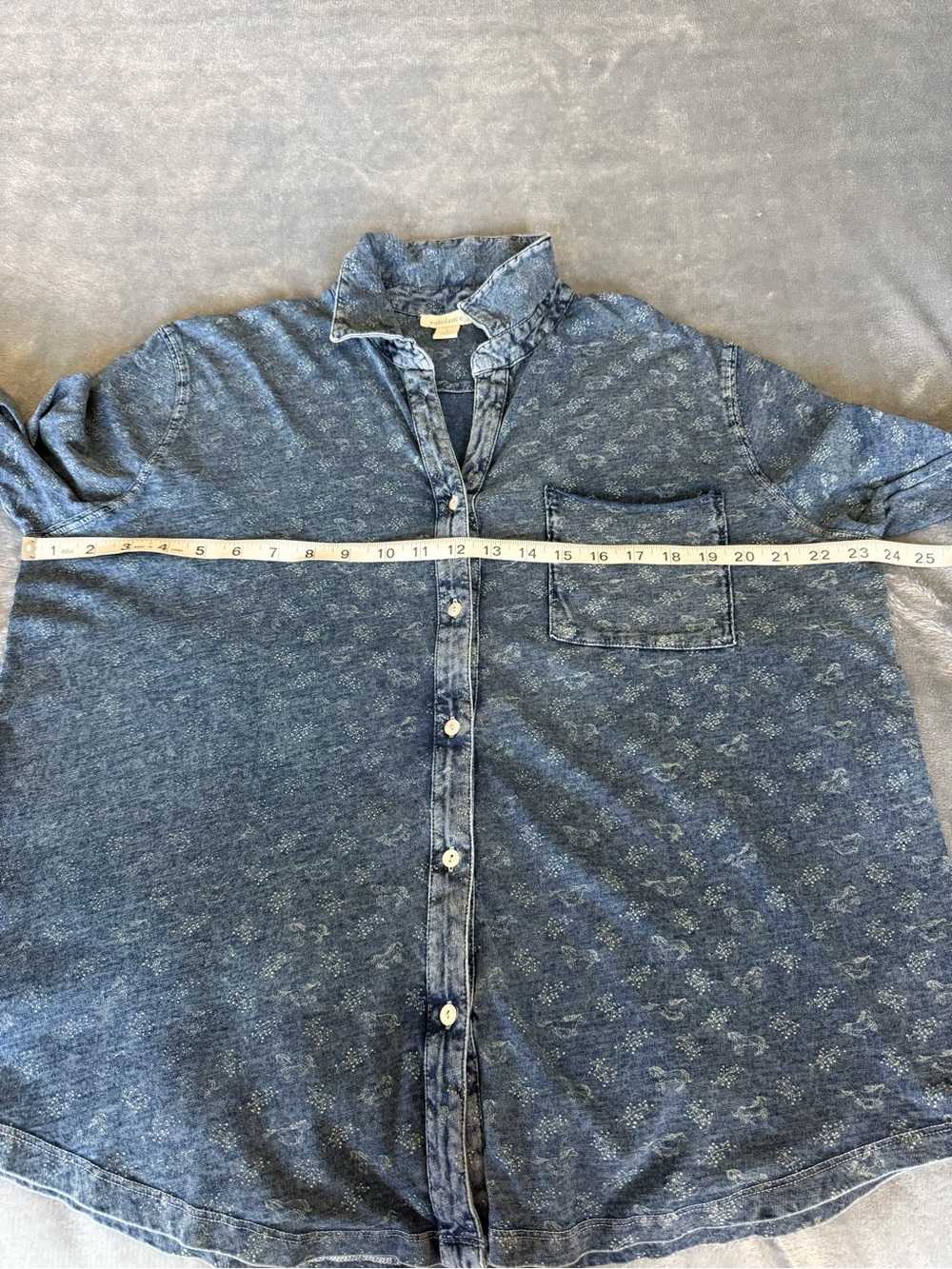 Sundance Horse Washed Indigo Blue Button-Down Shirt Size L - Picture 11 of 11
